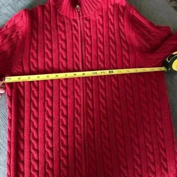 LL Bean Vintage cable knit womans zippered cardigan Size S - Picture 10 of 11